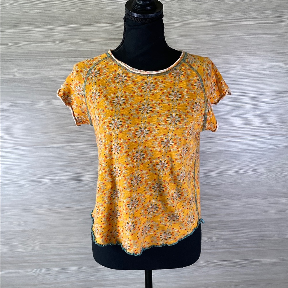 NATURAL LIFE 100% Cotton Abstract Floral Print Short Sleeve Tee Size Small - Picture 4 of 9